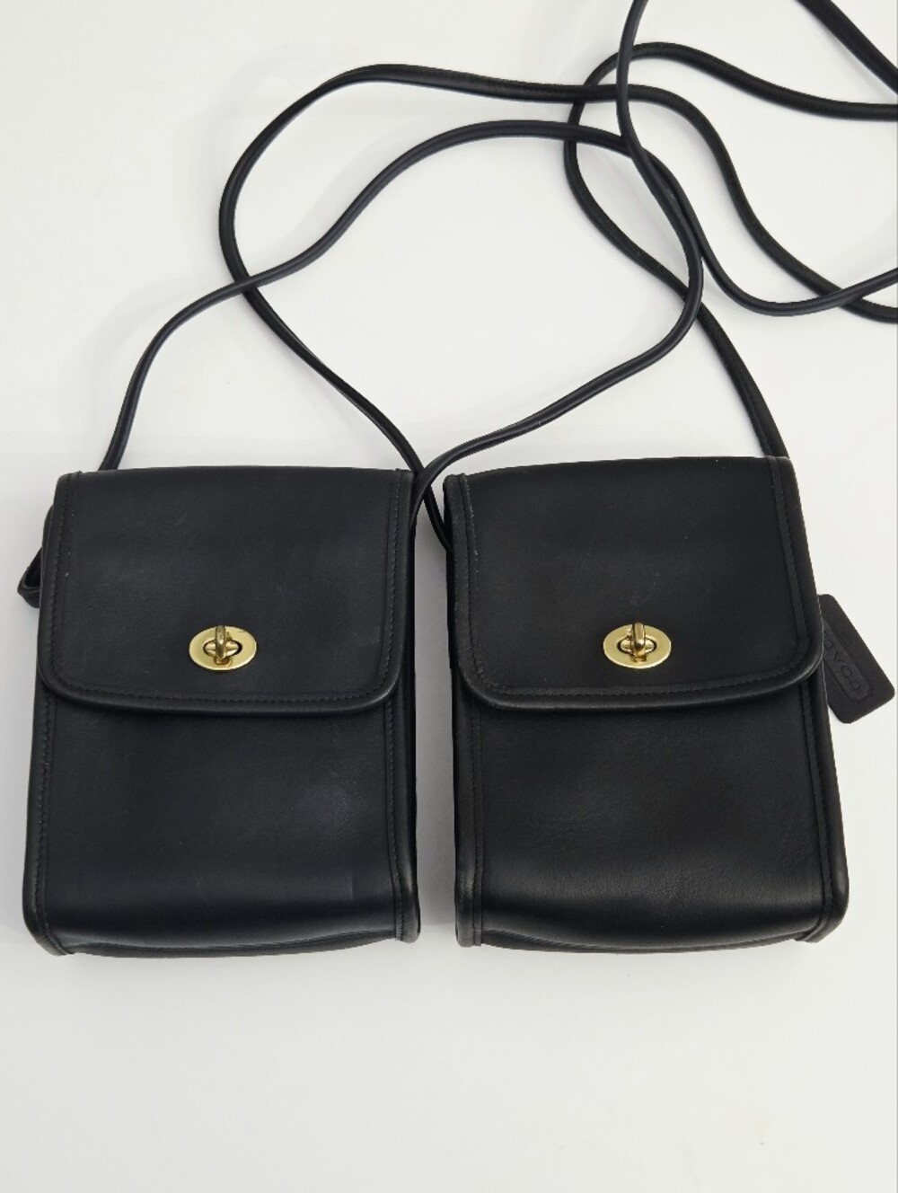 BUNDLE OF TWO VINTAGE COACH SCOOTER BAGS - BLUE AND BLACK